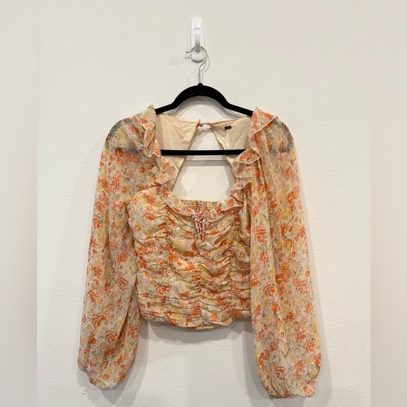 SOLD - Free People Long Sleeve Floral Blouse - Picture 3 of 5